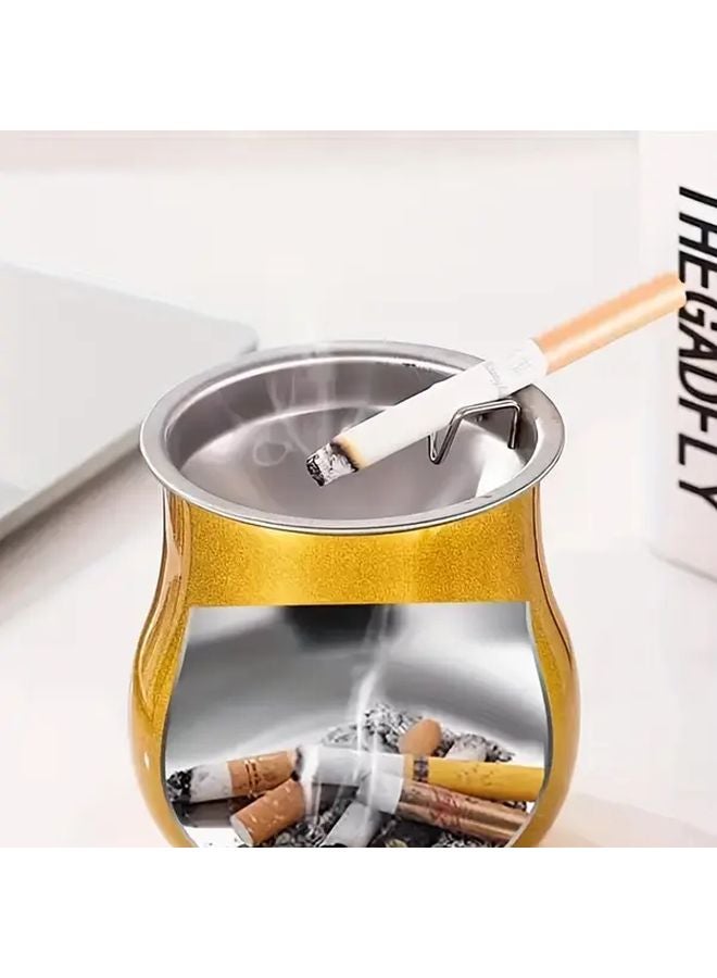 منفضة سجائر سوداء بيضاوية مقاومة للدخان بتصميم مقاوم للرياح للمكتب والهواء الطلق وغرفة المعيشة والفندق - Image 2